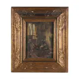 Interior Genre Scene with Figures by Oscar Urbahn, Oil on panel, sold Sep 2023