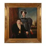 Portrait of a Couple by Jean-Jacques De Langhe, Oil on canvas, sold Sep 2023