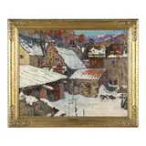 Winter, Auvergne, France by Victor Charreton, Oil on board, sold Sep 2023