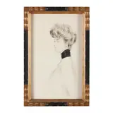 Portrait of a Woman in Profile by Paul-César Helleu, Ink and wash on paper laid on board, sold Sep 2023