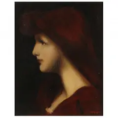 Head of a Woman by Jean-Jacques Henner, Oil on canvas, sold Sep 2023