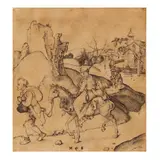 Peasants Going to Market by Martin Schongauer, Engraving on laid paper, sold Sep 2023