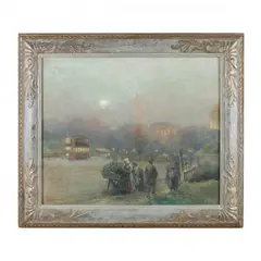 Evening, Paris by George Elmer Browne, Oil on canvas, sold Sep 2023