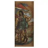 Two Women at a Soda Bar by Reginald Marsh, Ink and gouache on paper, sold Sep 2023