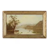 Landscape with Boaters by Henry Suydam, Oil on board, sold Sep 2023