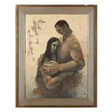 Untitled (two figures) by Armando Morales, Oil and mixed media on Masonite, sold Sep 2023