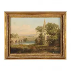 Stafort Church Bridge (sic) by Russell Smith, Oil on canvas (lined), sold Aug 2023