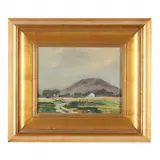 Rural Landscape with Hillock by Oscar Soellner, Oil on canvas (lined), sold Aug 2023
