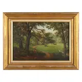 Summer Landscape with Figure by John Heyl Raser, Oil on canvas (lined), sold Aug 2023
