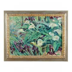 Calla Lilies by Mathilde Dumonceau de Bergendael, Oil on canvas, sold Aug 2023