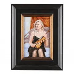 Woman with a Violin by Hodges Soileau, Oil on canvas panel, sold Aug 2023