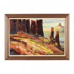Southwestern Canyon Landscape by John Black, Oil on canvas, sold Aug 2023