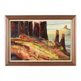 Southwestern Canyon Landscape by John Black, Oil on canvas, sold Aug 2023