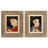 A Pair of Merry Drinkers (two works) by Otto Eichinger, Both are oil on board, sold Aug 2023