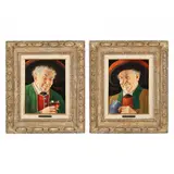 A Pair of Merry Drinkers (two works) by Otto Eichinger, Both are oil on board, sold Aug 2023