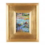 Blue Pond by Thomas DeDecker, Oil on board, sold Aug 2023