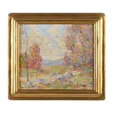 Landscape with Autumn Foliage by Herbert Nelson Hooven, Oil on board, sold Aug 2023