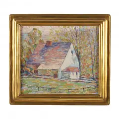 Landscape with Barn by Herbert Nelson Hooven, Oil on board, sold Aug 2023