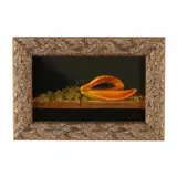 Fruit (Grapes and Papaya) by Bert Beirne, Oil on board, sold Aug 2023