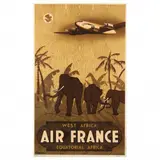 Vintage Air France / West Africa Travel Poster by Vincent Guerra, Lithographic poster in colors, sold Aug 2023