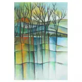Abstract Landscape with Trees by Alice Ehrlich, Pastel on paper, sold Aug 2023