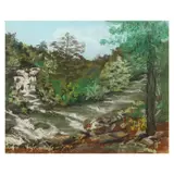 Landscape with Waterfall by Helen Frances Crain Farthing, Pastel on paper, sold Aug 2023