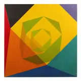 Cuboctahedra (Yellow, Yellow, Yellow) by John Hiigli, Transparent oil on canvas, sold Aug 2023