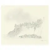 Cliffside Seascape by Marvin Saltzman, Pencil on paper, sold Jul 2023