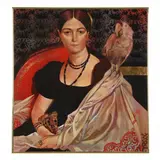 Ingres Safari Lady by S. Tucker Cooke, Mixed media on canvas, sold Jul 2023