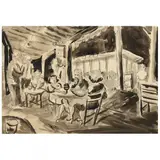 Pop Gray's, Wilmington by Claude Howell, Ink and wash on paper, sold Jul 2023