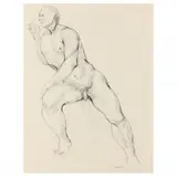 Seated Male Nude by Claude Howell, Pencil on paper, sold Jul 2023