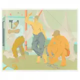 Three Men on a Shrimper by Claude Howell, Serigraph in colors, sold Jul 2023
