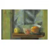 Still Life with Peaches and Lemon by Hobson Pittman, Pastel on paper, sold Jul 2023