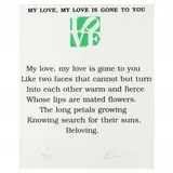 My Love, My Love is Gone to You by Robert Indiana, Serigraph in colors with embossing, sold Jul 2023