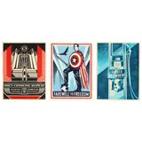 Farewell to Freedom (Stephen Colbert) / Danger: No Smoking / Church of Consumption (Three Works) by Shepard Fairey, Each a screenprint in colors, sold Jul 2023
