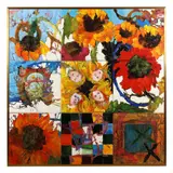 Untitled by Patricia Nix, Hand-embellished giclée print on nine canvases framed together, sold Jul 2023