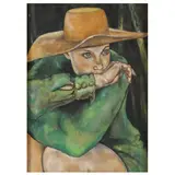 Woman with Hat by Wilfredo Garzanti, Oil on wood panel, sold Jul 2023