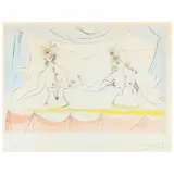 Les Dames de la Renaissance by Salvador Dalí, Etching and drypoint with additional color, sold Jul 2023
