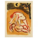 Cain and Abel by Marc Chagall, Lithograph in colors, sold Jul 2023