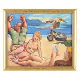 Beach Party by Peter Leventhal, Oil on canvas, sold Jul 2023