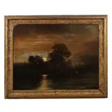 River Nocturne by Ernest Finkernagel, Oil on canvas (lined), sold Jul 2023