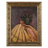 Art Deco Portrait of a Lady by Hermann Hahn, Oil on artist board, sold Jul 2023