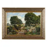 Summer Landscape with Woman and Dog by Max Doerner, Oil on canvas, sold Jul 2023