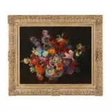 Still Life with Flowers by Madeleine Charlotte Fawkes, Oil on canvas (lined), sold Jul 2023