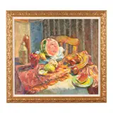 Still Life with Watermelon by Kate Worm, Oil on canvas, sold Jul 2023