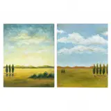 Day Landscape #104 and Dawn Landscape #101 (two works) by Lisa Hartmann, Acrylic on canvas, sold Jul 2023