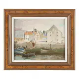 Newquay Harbor, Wales by J. Barrie Robinson, Oil on board, sold Jul 2023