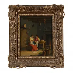 In the Scullery by Nicholas Condy, Oil on panel, sold Jun 2023