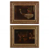 Interior Genre Scenes (two works) by Alfred Armitage, Oil on academy board, sold Jun 2023