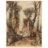 A Carriage Lane by Ferdinand Jean Luigini, Etching and aquatint in colors, sold Jun 2023